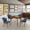 Armen Living Arcadia and Juno 48" Round Blue and Walnut Wood 5 Piece Dining Set SETARDI5JNWABLU48 - alternate 8